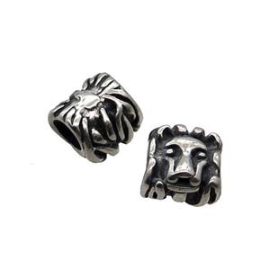 Stainless Steel Lion Beads Large Hole Antique Silver, approx 10-11.5mm, 5mm hole [SSB1578]