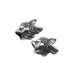 Stainless Steel Goldfish Beads Large Hole Antique Silver, approx 11-14mm, 5mm hole [SSB1583]