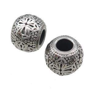 Stainless Steel Rondelle Beads Large Hole Antique Silver, approx 10-13mm, 5mm hole [SSB1592]