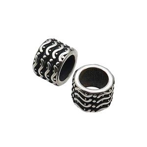 Stainless Steel Tube Beads Large Hole Antique Silver, approx 9-12.5mm, 8mm hole [SSB1593]