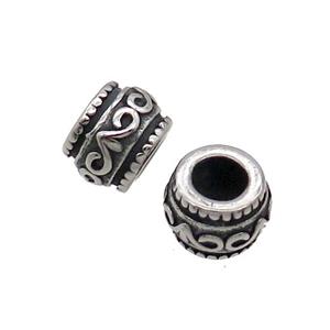 Stainless Steel Rondelle Beads Large Hole Antique Silver, approx 9-12mm, 6mm hole [SSB1594]