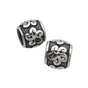 Stainless Steel Barrel Beads Flower Large Hole Antique Silver, approx 12-14mm, 8mm hole [SSB1598]