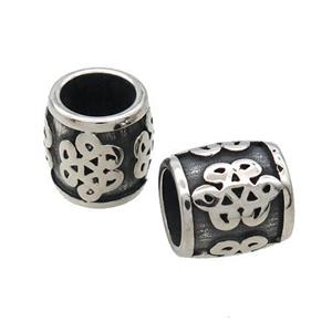 Stainless Steel Barrel Beads Knot Large Hole Antique Silver, approx 12-13mm, 9mm hole [SSB1599]