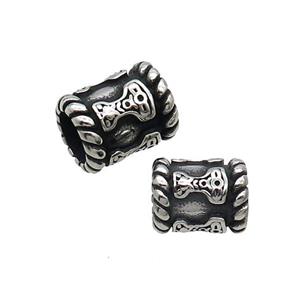 Stainless Steel Tube Beads Large Hole Antique Silver, approx 11-13.5mm, 6mm hole [SSB1600]