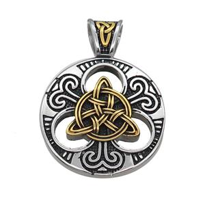 Stainless Steel Pendant Circle Antique Gold, approx 37mm [SSB1611]