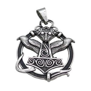 Stainless Steel Pendant Bird Antique Silver, approx 45mm [SSB1612]