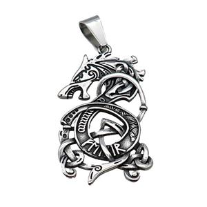 Stainless Steel Dragon Pendant Antique Silver, approx 30-50mm [SSB1614]