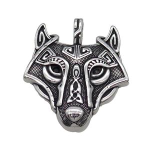 Stainless Steel Wolf Pendant Antique Silver, approx 40-45mm [SSB1615]