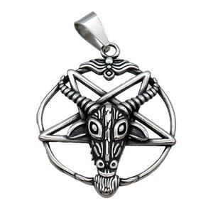 Stainless Steel Bullhead Pendant Antique Silver, approx 40mm [SSB1616]