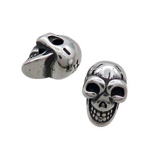 Stainless Steel Skull Beads Paracord Large Hole Antique Silver, approx 8.5-13mm, 2mm hole [SSB1621]