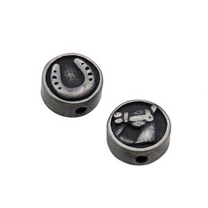 Stainless Steel Horse Beads Circle Antique Black, approx 10mm [SSB1630]