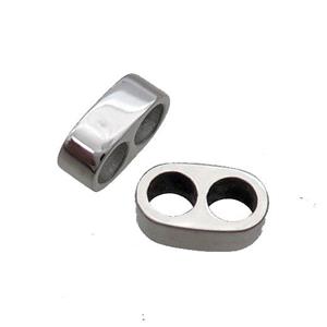 Raw Stainless Steel Paracord Beads 2Holes, approx 6.5-11mm, 4mm hole [SSB1635]