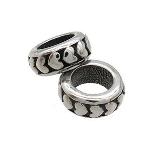 Stainless Steel Rondelle Beads Large Hole Antique Silver, approx 13mm, 8mm hole [SSB1645]