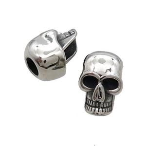 Stainless Steel Skull Beads Large Hole Antique Silver, approx 11-16.5mm, 5mm hole [SSB1648]
