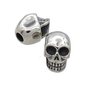 Stainless Steel Skull Beads Large Hole Antique Silver, approx 11-17.5mm, 5mm hole [SSB1650]