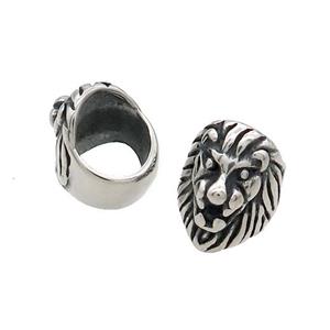 Stainless Steel Lion Beads Large Hole Antique Silver, approx 12-15.5mm, 8mm hole [SSB1660]