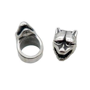 Stainless Steel Wolf Beads Large Hole Antique Silver, approx 12mm, 8mm hole [SSB1661]