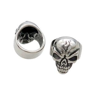 Stainless Steel Skull Beads Large Hole Antique Silver, approx 10-12mm, 8mm hole [SSB1663]