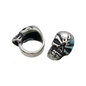 Stainless Steel Skull Beads Large Hole Antique Silver, approx 8-12mm, 8mm hole [SSB1669]