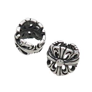 Stainless Steel Cross Beads Large Hole Antique Silver, approx 10mm, 6mm hole [SSB1673-S]