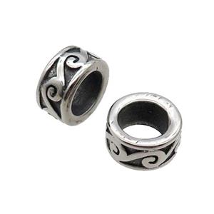 Stainless Steel Rondelle Beads Large Hole Antique Silver, approx 13mm, 8mm hole [SSB1675]