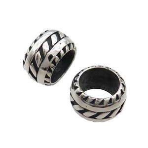 Stainless Steel Rondelle Beads Large Hole Antique Silver, approx 12.5mm, 8mm hole [SSB1676]