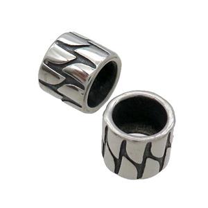 Stainless Steel Tube Beads Large Hole Antique Silver, approx 11.5mm, 8mm hole [SSB1679]