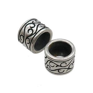 Stainless Steel Tube Beads Large Hole Antique Silver, approx 12mm, 8mm hole [SSB1680]