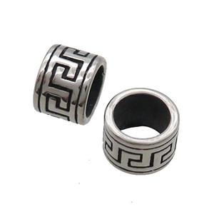 Stainless Steel Tube Beads Large Hole Antique Silver, approx 11mm, 8mm hole [SSB1692]