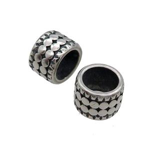 Stainless Steel Tube Beads Large Hole Antique Silver, approx 11mm, 8mm hole [SSB1693]