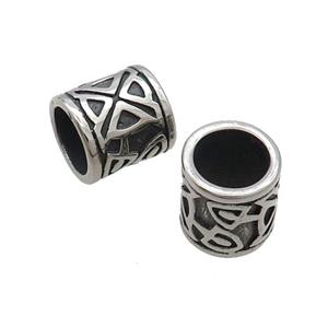 Stainless Steel Tube Beads Large Hole Antique Silver, approx 11.5mm, 8mm hole [SSB1694]