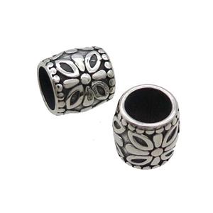 Stainless Steel Tube Beads Large Hole Antique Silver, approx 12-13mm, 8mm hole [SSB1696]