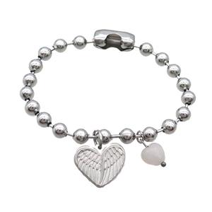 Raw Stainless Steel Bracelet Heart, approx 18mm, 6mm, 18cm length [SSB1699]