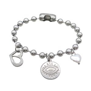Raw Stainless Steel Bracelet Eye, approx 12-18mm, 18mm, 6mm, 18cm length [SSB1700]