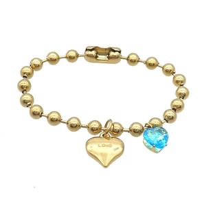 Stainless Steel Bracelet Heart Gold Plated, approx 10mm, 15mm, 6mm, 18cm length [SSB1706]