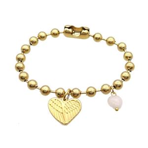 Stainless Steel Bracelet Heart Gold Plated, approx 18mm, 6mm, 18cm length [SSB1707]