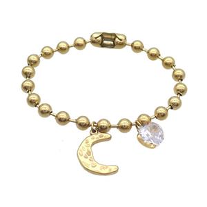 Stainless Steel Bracelet Heart Gold Plated, approx 10mm, 20mm, 6mm, 18cm length [SSB1713]