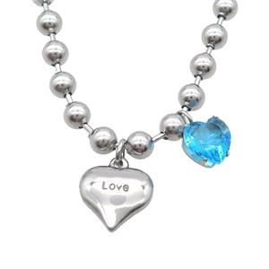 Raw Stainless Steel Necklace Heart Love, approx 10mm, 15mm, 6mm, 45cm length [SSB1716]