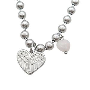 Raw Stainless Steel Necklace Heart, approx 18mm, 6mm, 45cm length [SSB1717]