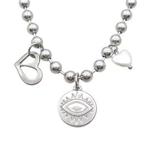Raw Stainless Steel Necklace Eye, approx 12-18mm, 18mm, 6mm, 45cm length [SSB1718]