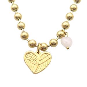 Stainless Steel necklace, gold plated, approx 18mm, 6mm, 45cm length [SSB1727]