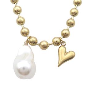 Stainless Steel Necklace Moon Gold Plated, approx 11mm, 12-23mm, 6mm, 45cm length [SSB1731]