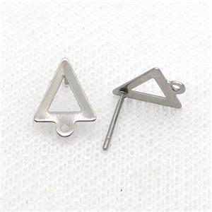 Raw Stainless Steel Stud Earring Triangle, approx 10mm [SSB1739]
