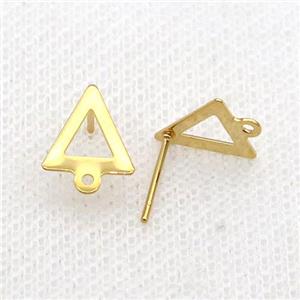 Stainless Steel Stud Earring Triangle Gold Plated, approx 10mm [SSB1740]