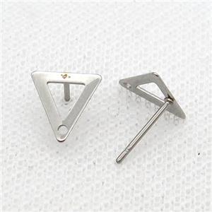 Raw Stainless Steel Stud Earring Triangle, approx 10mm [SSB1741]