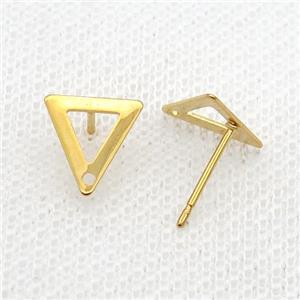 Stainless Steel Stud Earring Triangle Gold Plated, approx 10mm [SSB1742]