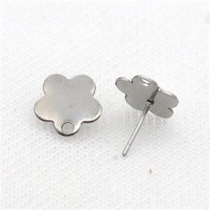 Raw Stainless Steel Stud Earring Flower, approx 12mm [SSB1745]