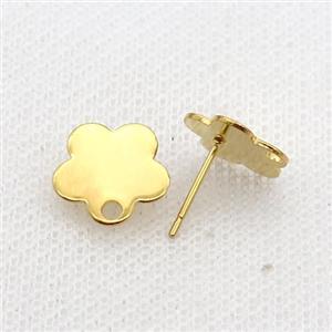 Stainless Steel Stud Earring Flower Gold Plated, approx 12mm [SSB1746]