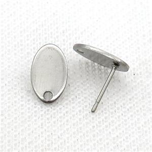 Raw Stainless Steel Stud Earring Oval, approx 8-12mm [SSB1747]