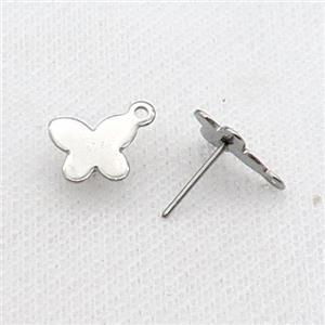 Raw Stainless Steel Stud Earring Butterfly, approx 8-10mm [SSB1751]